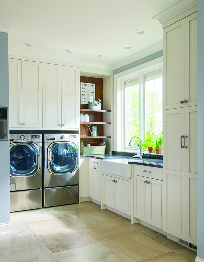 White laundry room cabinets