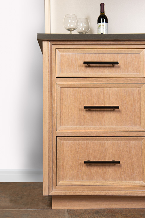White oak cabinets in kitchen